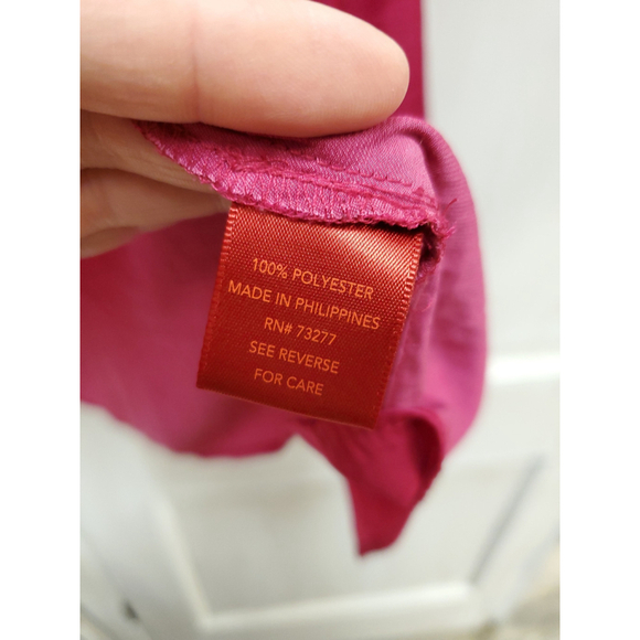 Jennifer Lopez Magenta Pink Lace-Up Blouse XL Bell Sleeve Choker Neck Top - Picture 3 of 4